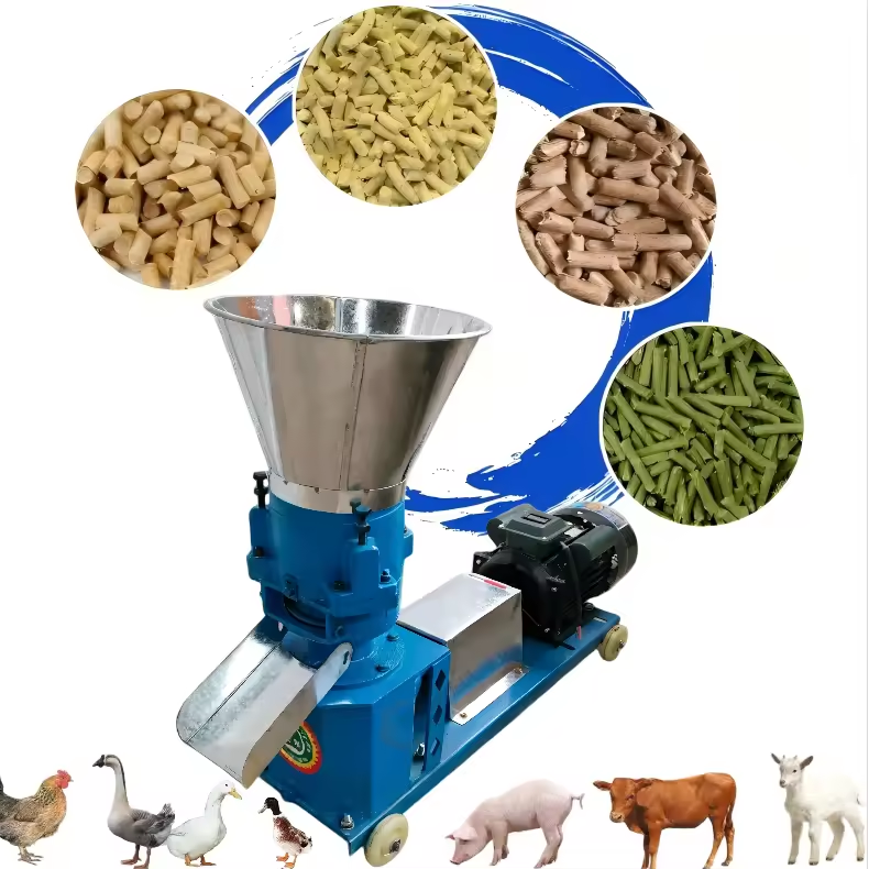 New Portable High Small Home Breeding Chrome-Manganese Steel Feed Pellet Machine 150-170kg/h Adjustable Pellet Size