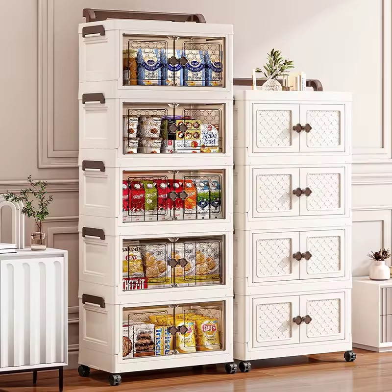 5-Layer Injection Molded Modern Open-Door Design Foldable Sustainable Heavy-Duty Multifunction Storage Cabinet Rectangle PP