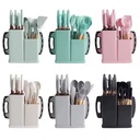 19-Piece Non-Stick Sustainable Silicone Wood Grip Kitchenware Set Dishwasher/Microwave/Oven Safe Cooking Utensil Collection