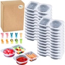 20-Pack Plastic Double Compartment Condiment Snack Boxes Container with Lids for Food Sauces Seasonings Cereal Refrigerator