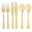 Wholesale Modern Disposable Cutlery Set UV Electroplated Gold PS Plastic Forks Spoons for Birthday & Wedding Parties