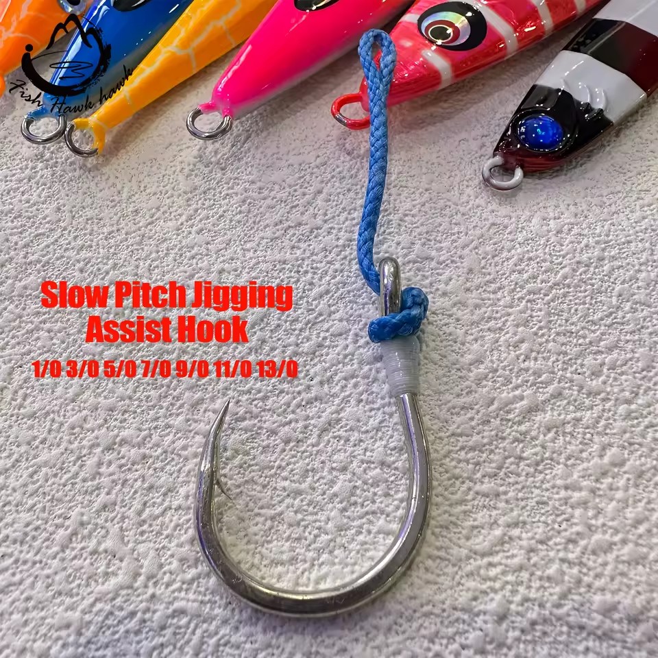 Wholesale High Quality 1/0 3/0 5/0 7/0 9/0 11/0 13/0 Luminous Single Assist Hook for Various Luminous Jigs Fishing Lure