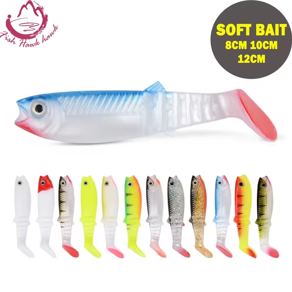 Cannibal 80mm 100mm 125mm Artificial Soft Lures Baits Fishing Lure Leurre Shad Silicone Bait T Tail Wobblers