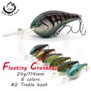 24g/114mm Lipless square Bill Minnow Seawater Crankbait Blank Fishing Lures with Treble Fishing Hooks