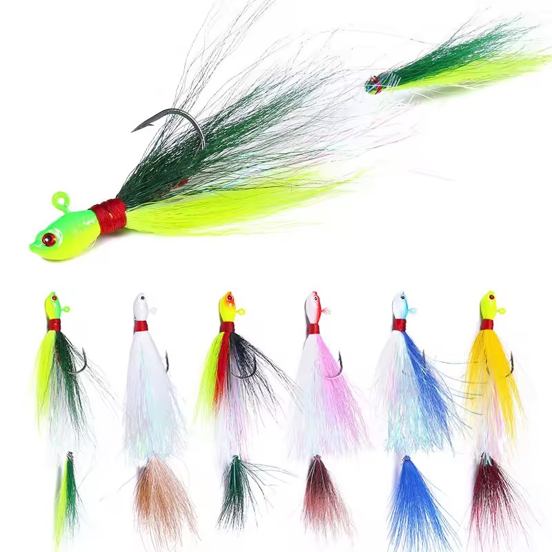 Wholesale Feathered Lead Hooks 7G 10G 14G 21G 28G 42G 56G 85G Fish Head Lead Hooks Fishing Tackle