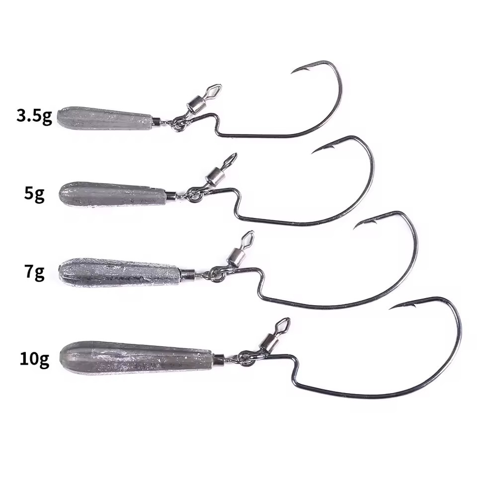 Wholesale JI132 3.5g 5g 7g 10g 5pcs/bag Jig Head Crank Fishing Hooks with Lead Pendant Weights