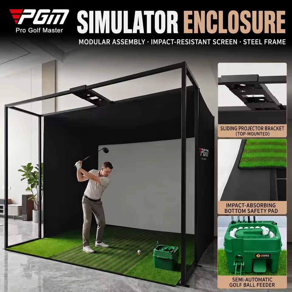 PGM MLXW001 11'x9'x8' Quick Setup Assemble No Renovation Indoor Home Office Golf Simulator Bay Modular Cabin Enclosure Kit