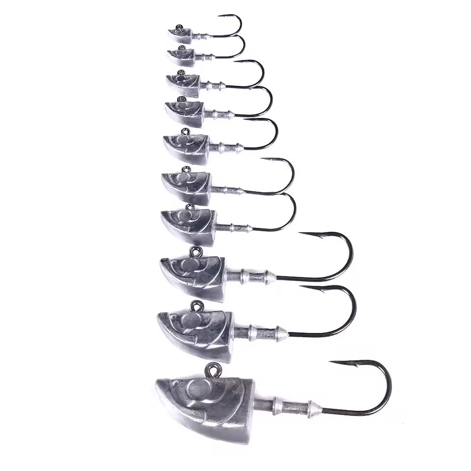 Wholesale JI101 5g 7g 9g 14g 21g 28g 36g 55g 75g 150g Fish Head Shape Lead Jig Head Fishing Hooks