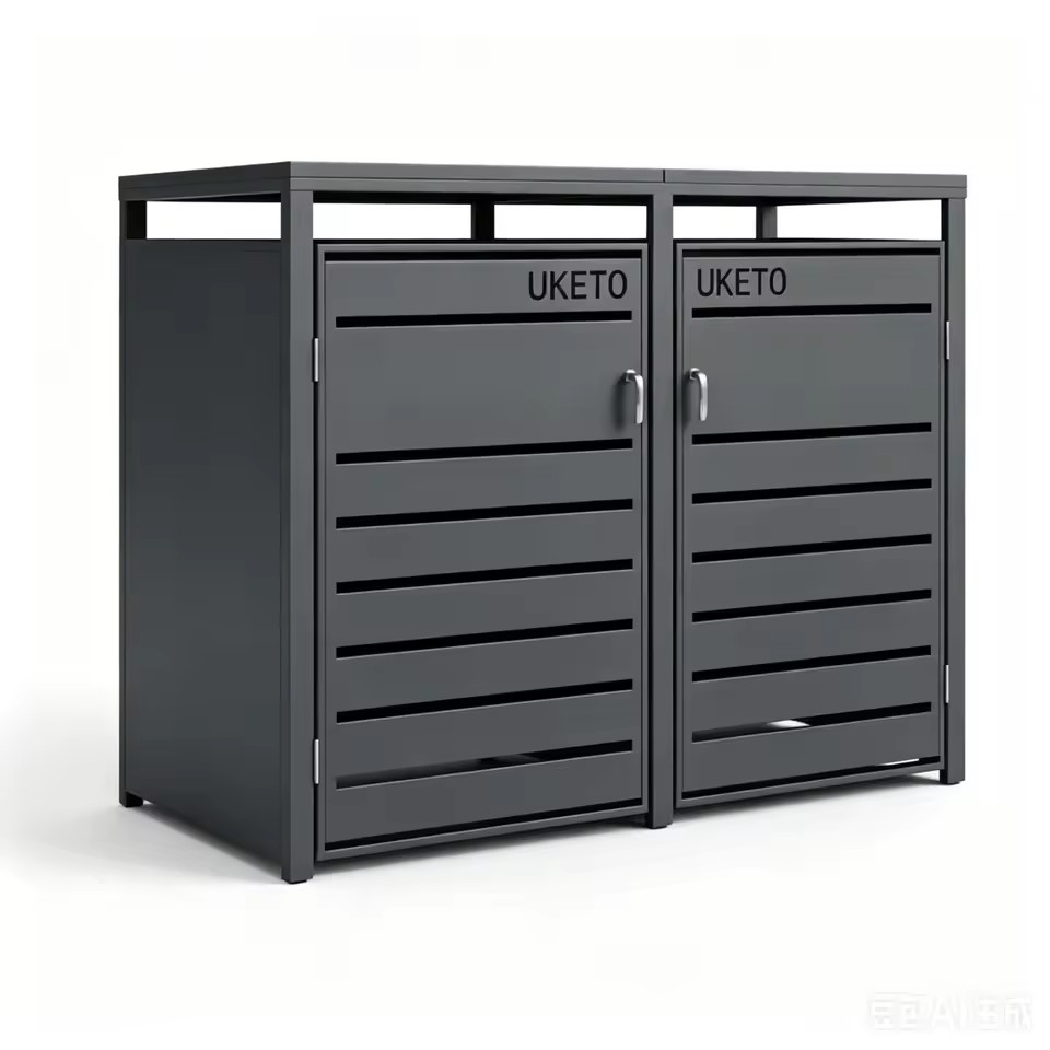 YW Hardware Manufacturer Custom Logo Double Freestanding Outdoor Metal Storage Shed for Garbage Bin