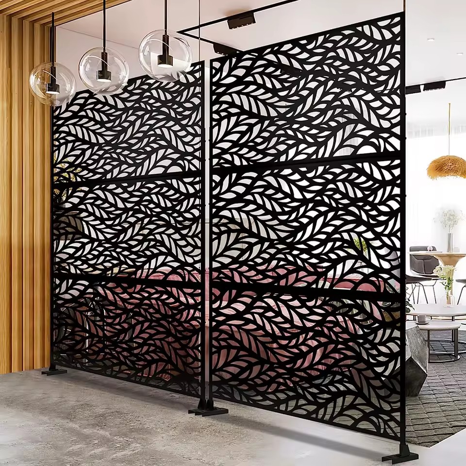 YW Hardware Precision Laser Cut Metal Screen Divider Custom Design Aluminum Panel for Modern Office and Restaurant Partitions