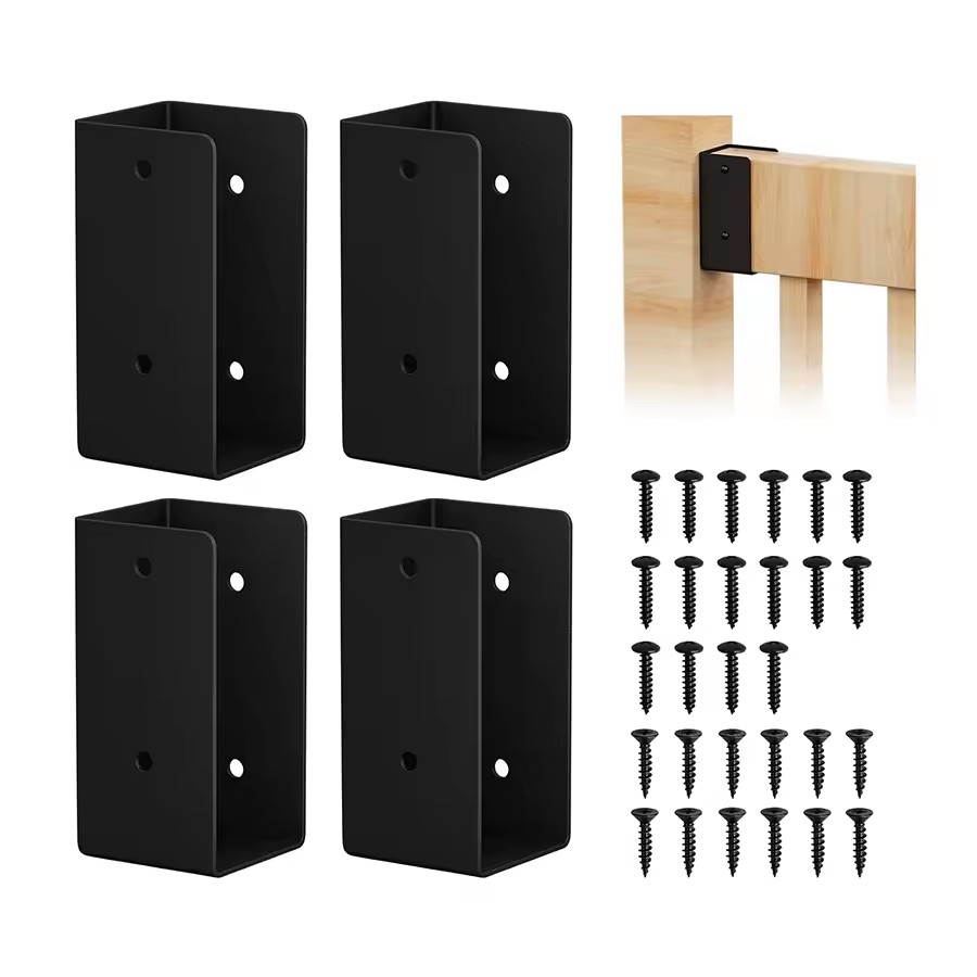 Custom Carbon Steel Stainless Steel Deck Railing Brackets Connectors for 2"x4" Railing Wood Post