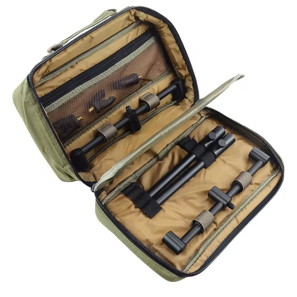Hirisi Carp Fishing Rod Pod Set Buzz Bar and Bank Sticks With 3 Rod Rest Head Portable Fishing Bag