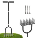 Lawn Aerator Spike Tool Manual Pre-Assembled Heavy Duty T-Handle Wide Foot Plate Extra Long & Thick Spikes Lawn & Garden
