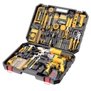 118pcs Household Garage Hand Tool Power Tool Combo Kit Includes Angle Grinder Impact Drill Glue Gun Multimeter Tool Box Set