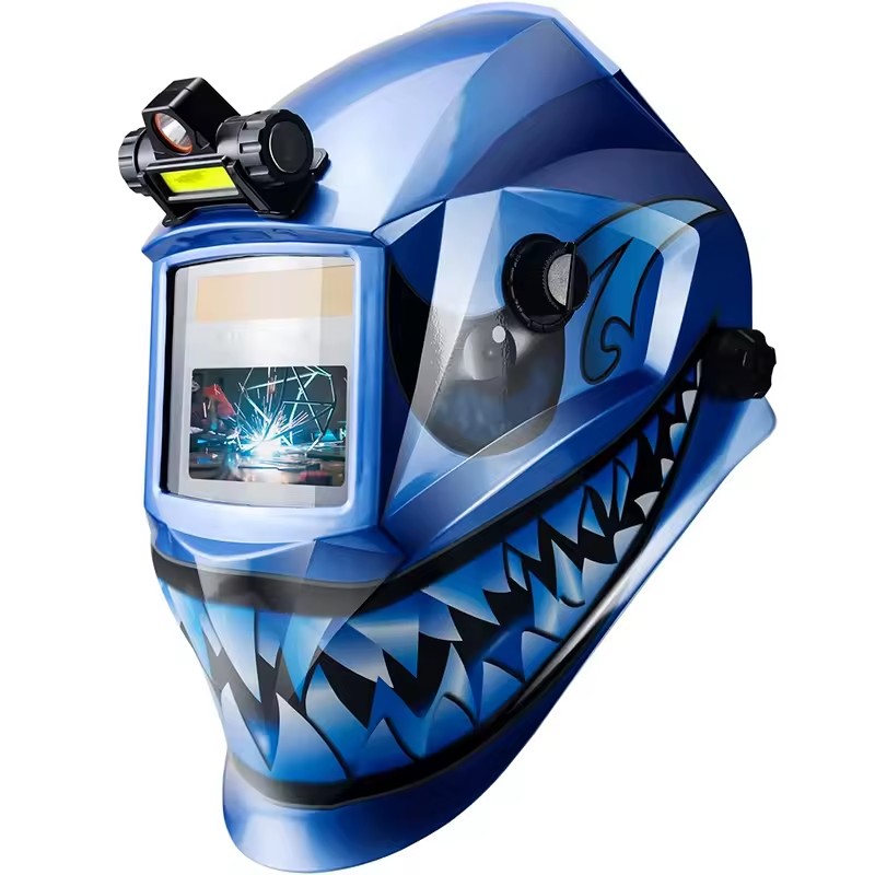 Professional Adjustable Panoramic Welding Helmet with Night LED Light Assistance Eye Protection for Outdoor Work