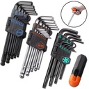 Industrial Grade SAE Metric Star Flat Head Ball End Long Arm Strength Helping t Handle Allen Wrench Hex Key Set S2 Tool Steel