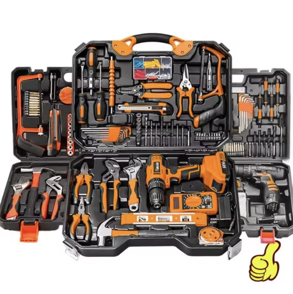 120Pcs Household Hardware Tool Set Brushless Motor Lithium Battery Power Tool 10mm Drilling Diameter Hand Drill Combination for