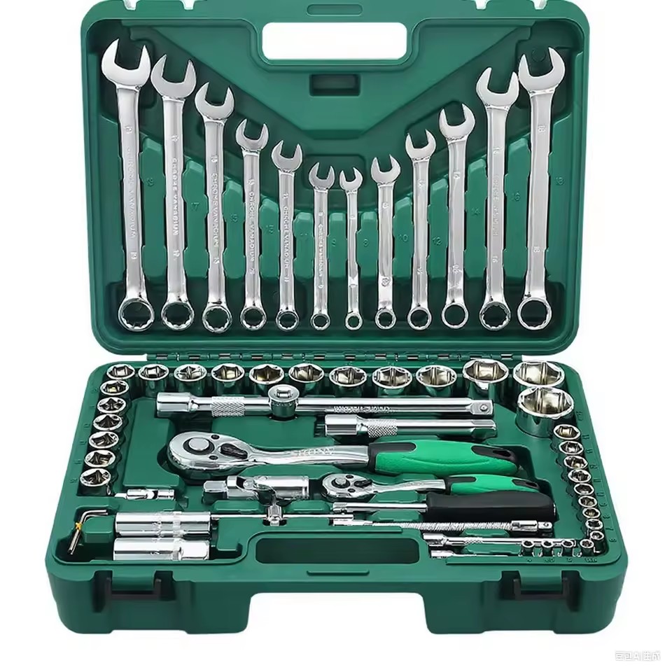 RYNEX 61Pcs Heavy-Duty Ratchet Socket Set Professional Auto Car Repair Tool Kit Home Hand Tools Sets