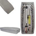 40 PCS Auto Repair Tool Set Drive Socket Wrench Kit with Ratchet & Screwdrivers, Portable Toolbox for DIY & Mechanical Work
