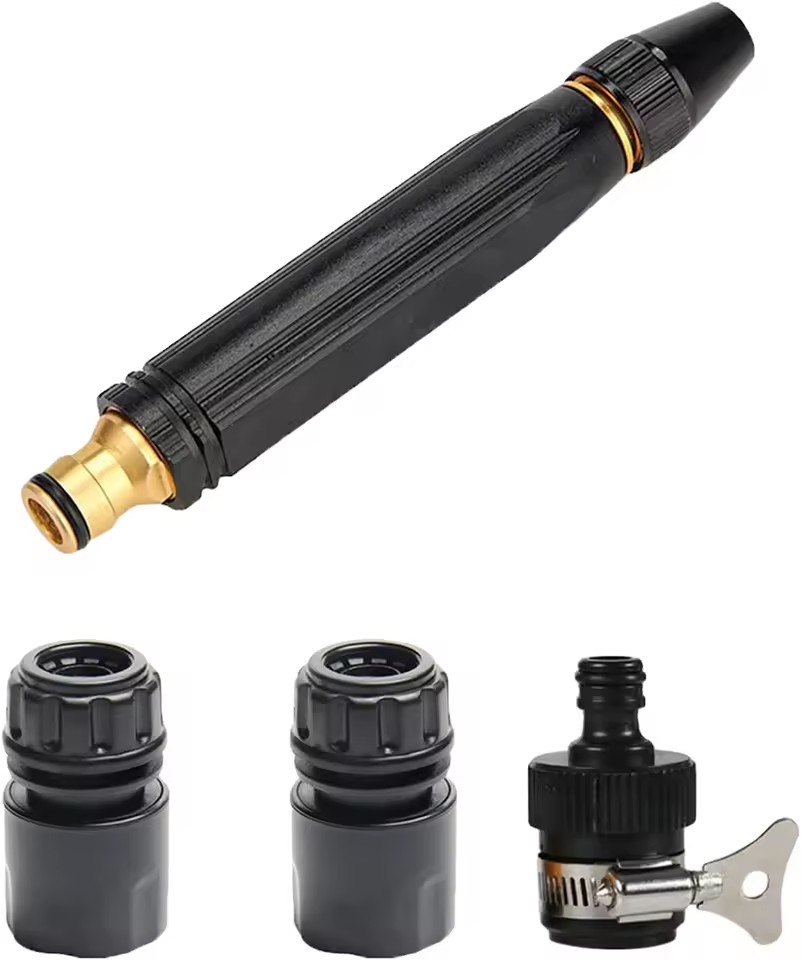 Garden Hose Spray Nozzle with Quick Connector - Adjustable High Pressure Water Gun for Plant Watering, Car Cleaning, Patio Wash
