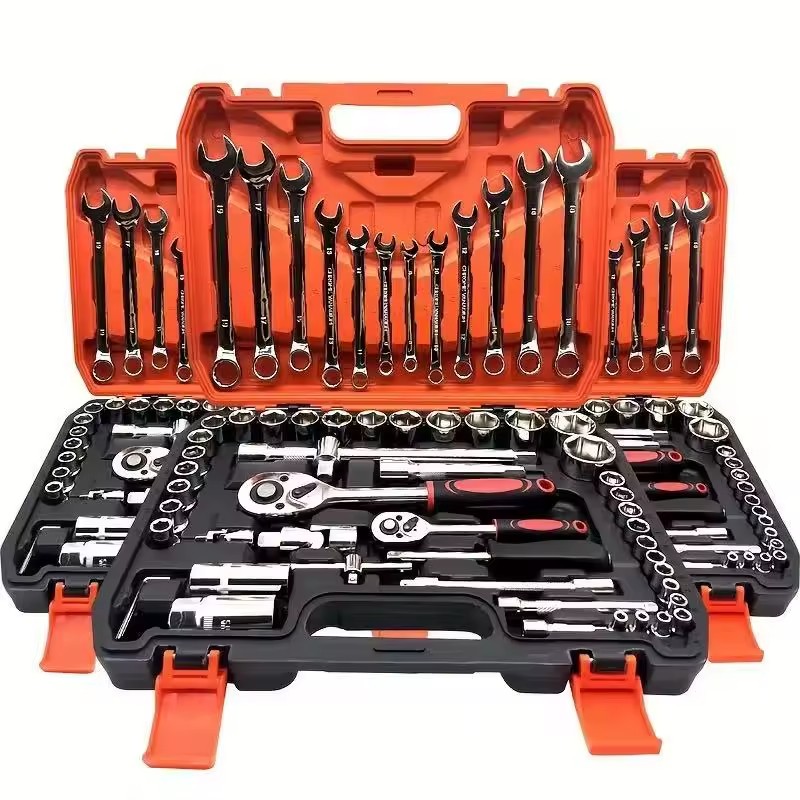Chrome Vanadium Steel Manual Automotive Repair Tool Kit Durable Metric Ratchet Socket Wrench Hand-Power Source OEM Customizable