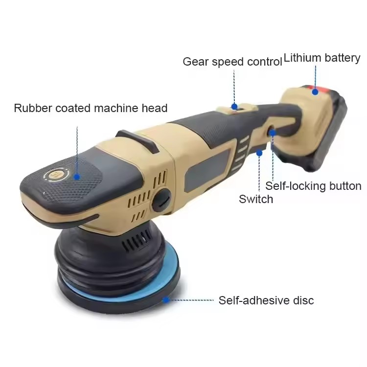 AE 450W DC 18V Cordless Rotary Dual Action Car Polisher with 4Ah Lithium Battery Portable 5-Inch Pad for Car Care Waxing