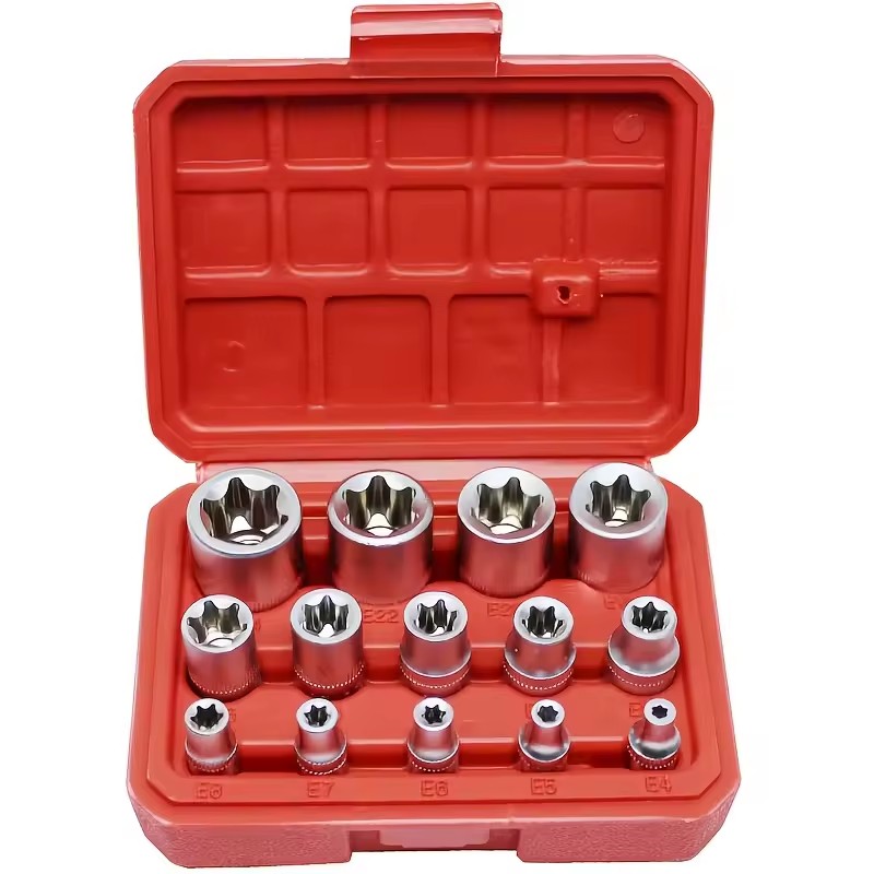 E Socket Set Combination Wrench Plum Blossom Socket 14-Piece Hex Spline Star Socket Set