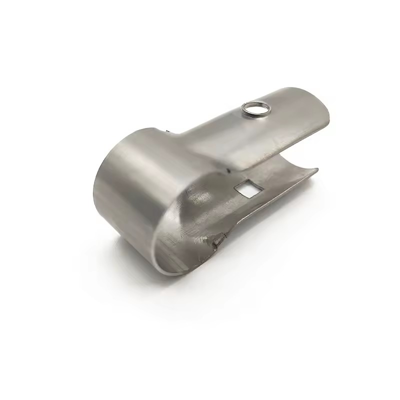 Custom Stainless Steel Sheet Metal Fabrication Bending Pipe Tube Clamp Bracket with Extruded Threaded Hole Square Cutout