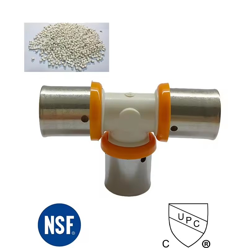 PPSU Press Tee Fittings 16 20 25 32mm NSF Certified Multilayer AL PEX Pipe Equal Tee for Underfloor Heating Plumbing