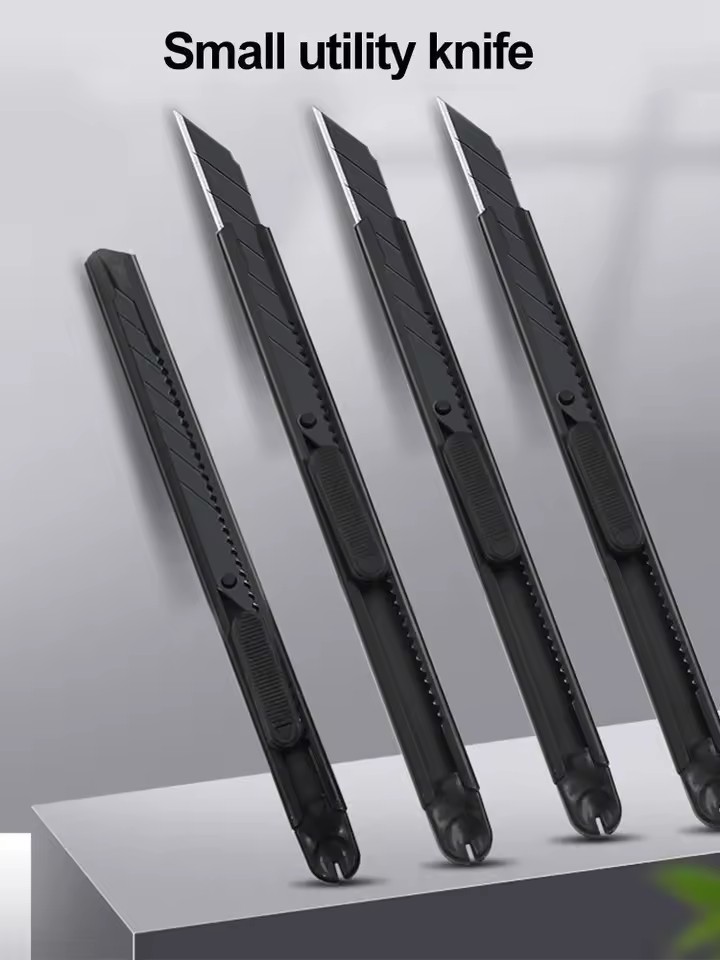 Jialin Mini 9mm Metal Utility Knife - Black Electroplated Snap-Off Blade Box Cutter for Precision Paper Trimming
