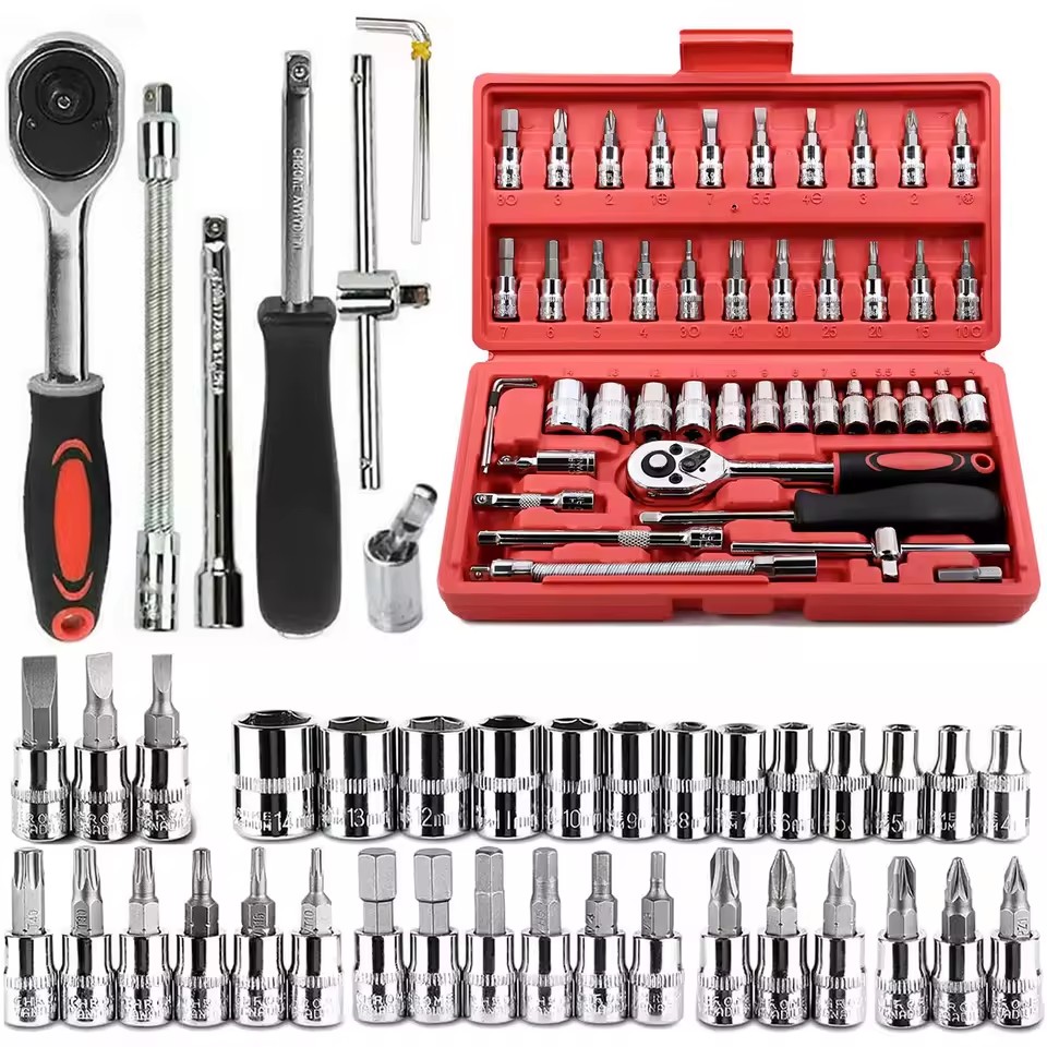 Ratchet Socket Wrench Combo Kit Screwdriver Bits Hexagon Nut Extractor Multi-function Disassembly Repair Hand Tools