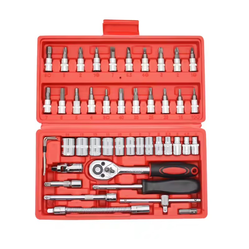 46-piece Socket Set Ratchet Wrench Drill Bit Automotive Repair Toolbox Automotive and Motorcycle Mechanical Socket Wrench Tool
