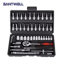 Factory Direct Sale Cheap OEM 46-Piece Quick-Release 1/4" Drive Automotive Repair Socket Ratchet Wrench Set