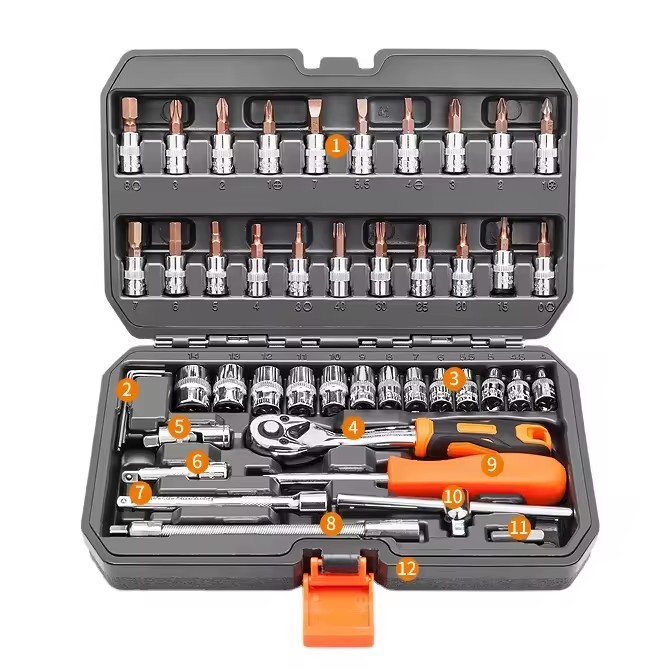 46 Pcs 50BV30 Material Combination Hand Tools Portable Universal Socket Wrench