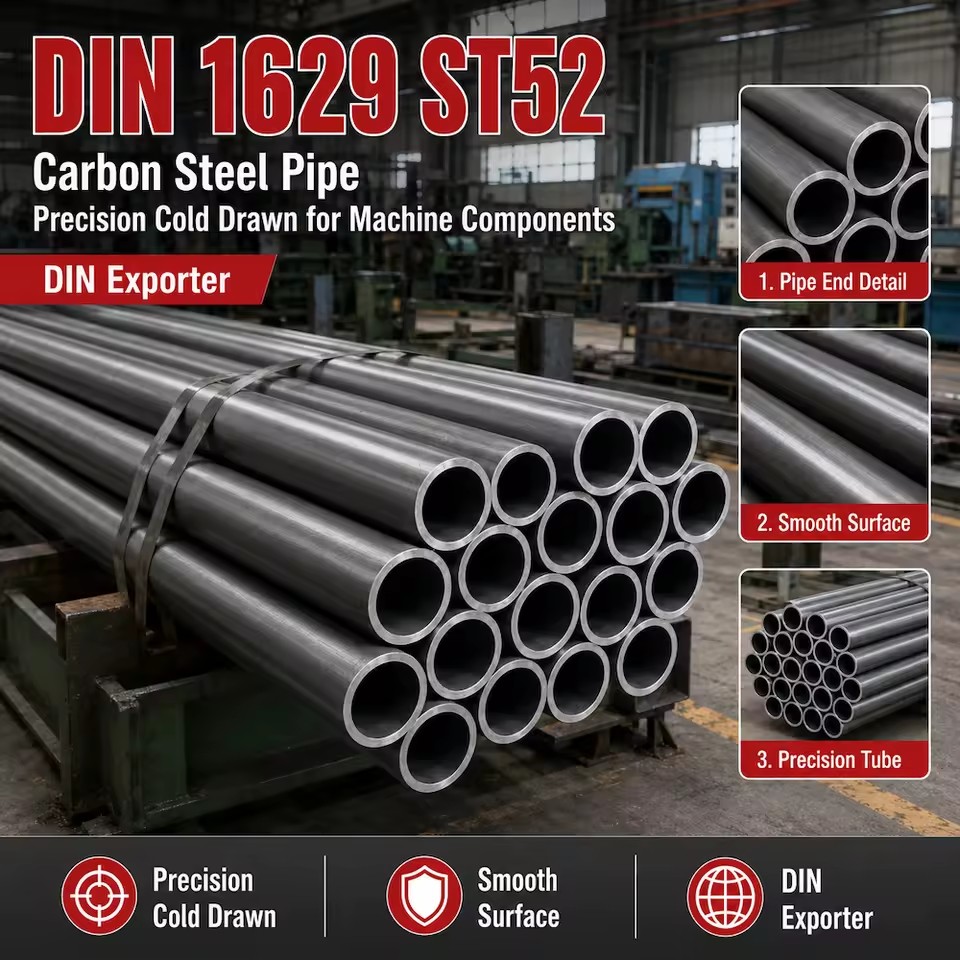 DIN 1629 ST52 Carbon Steel Pipe Precision Cold Drawn for Machine Components DIN Exporter