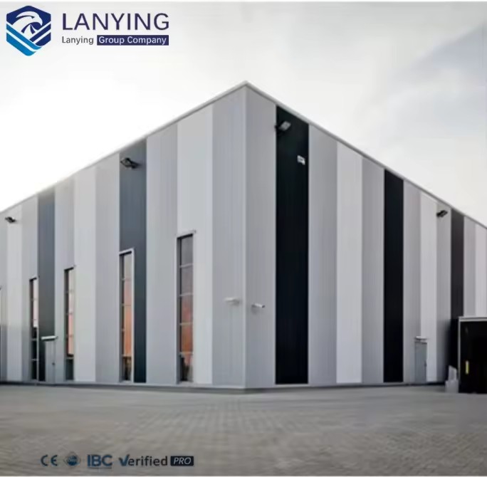 Modern Industrial Steel Structure Building Engineered Prefabricated Warehouse Factory Workshop High-end Facade Light SYLY Brand