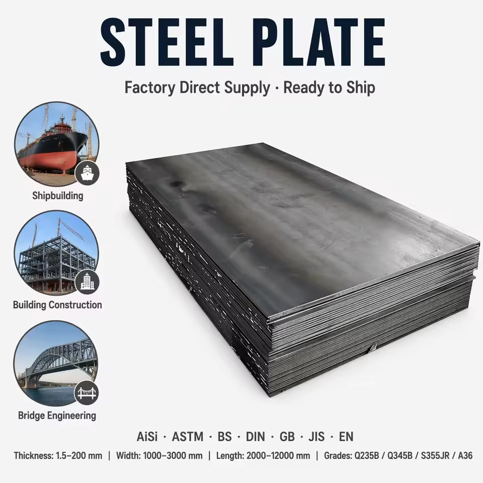 Factory Price Mild Steel Sheet Hot Rolled Sheet ASTM A36 Q235B 1219mm 2438mm 4ft 8ft 1mm 100mm Thickness Carbon Steel Plate