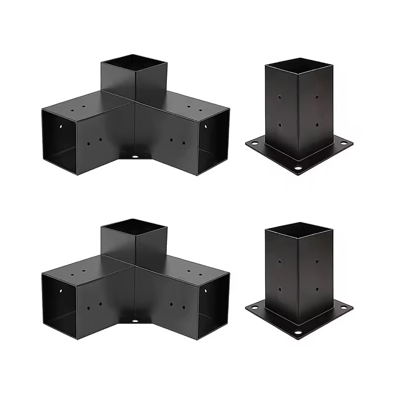 Customized High Quality Black Aluminum Support Post Mounting Metal 4X4 Brackets Corner Kit Pergola