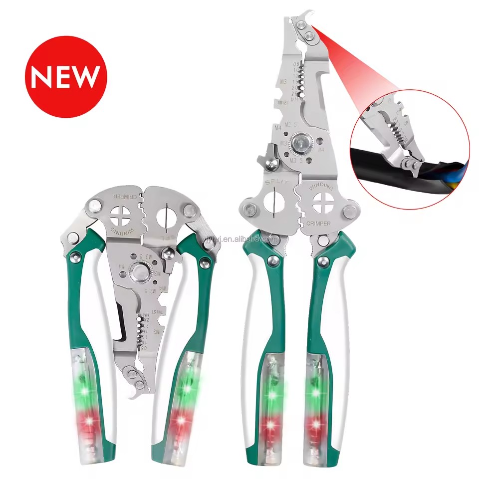 OEM Popular Stainless Steel Electrician Folding Wire Stripper Crimping Tools Industry Multi-Functional Serrated Cutting Cable