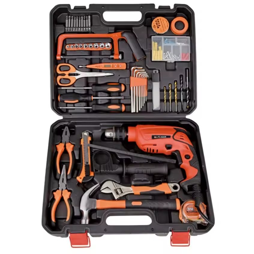Household Multi-function 118pcs Tool Set 13mm Impact Drill Power Tool Kits Mechanic Tool Sets
