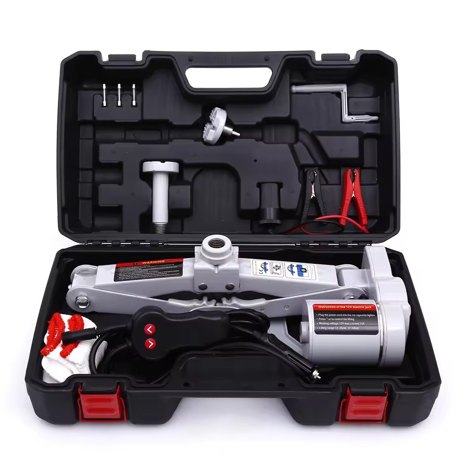 2026 High Quality 2T/3T Portable Steel 12-42cm 12V Automatic Emergency Tire Change Scissors Electric Car Jack Lift 1-Year