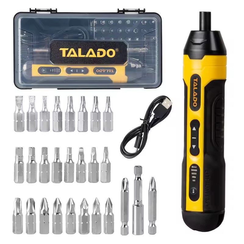 TALADO 3.6V Cordless Electric Screwdriver USB C Rechargeable Mini Power Driver Set With 25 Bits LED Light Portable Case