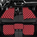 Custom Retro Checkered Durable All-Weather Velvet 5mm Thick Anti-Slip Universal Fit Model X/S Full Set Car Floor Mats
