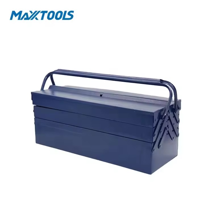 Heavy Duty Folding Steel Tool Box Portable Metal Tool Storage Organizer for Workshop Garage Foldable Tool Chest with Handle