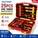 OEM 25PCS VDE 1000V Insulated Electrician Tool Set IEC60900 CR-V Hand Tools Kit Electrical Maintenance Repair Tools Workshop Use