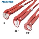 Swedish S Type Adjustable Pipe Wrench CR-V Steel 90 Degree Angled Plumbing Pipe Fitting Repair Hand Tool