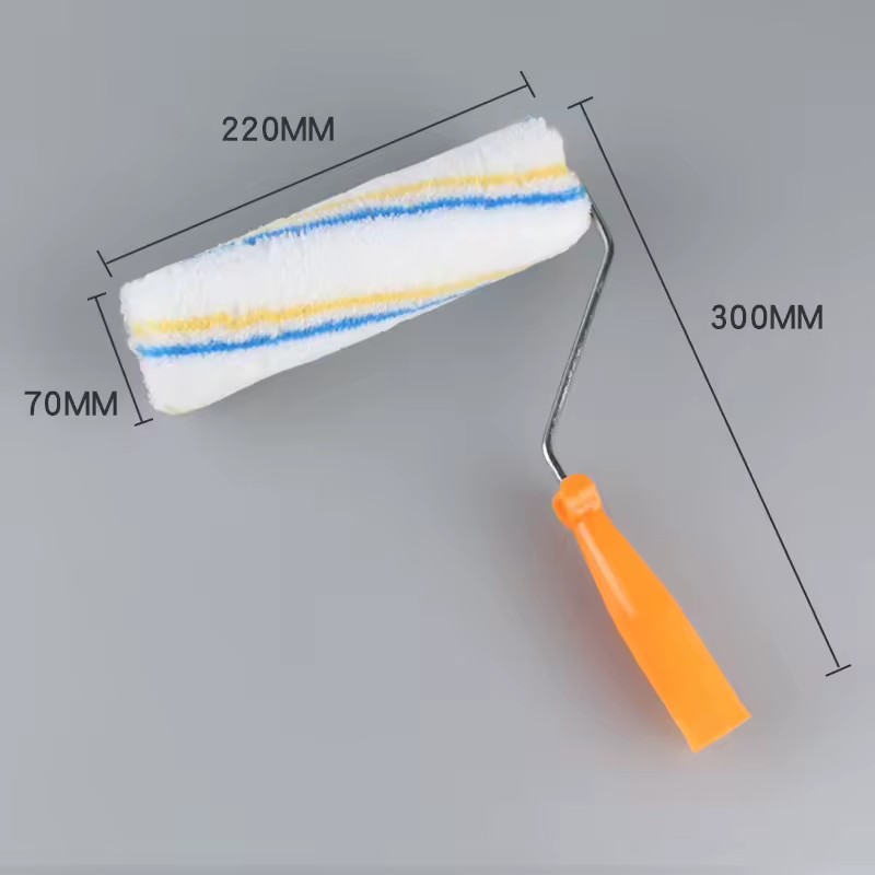9 Inch Yellow Blue Long Hair Roller Brush with Synthetic Fiber 220mm Model 111 for Painting Application