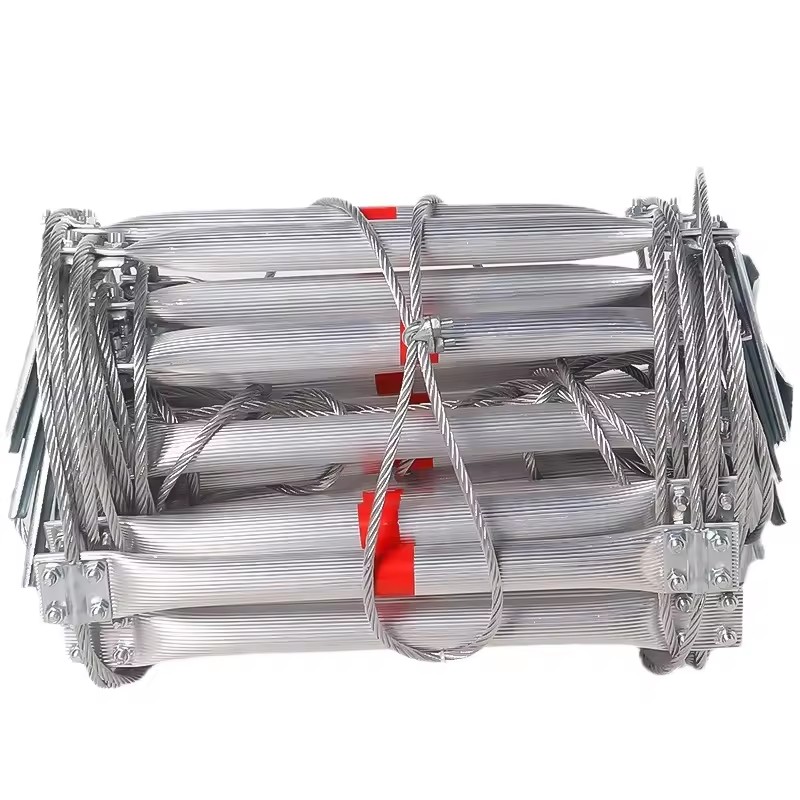 2025 Custom Length Soft High Altitude Rescue Climbing Ladder Aluminum Alloy Steel Wire Rope Folding Ladder Fire Escape 150kg