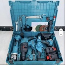 5-Pcs Power Tool with Angle Grinder Power Wrench 48vDrill Machine Hammer Drill Chian Saw Tool Box 10cells*2000mah Battery