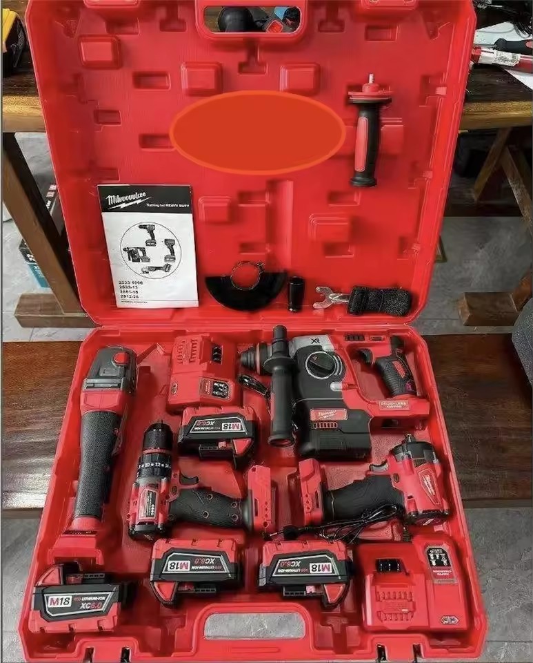 CUSTOM 18V Lithium Battery 4-in-1 Cordless Power Tool Set Impact Wrench Angle Grinder Electric Wrench Tool Box for Car